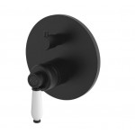 Eleanor Wall Diverter Mixer Matte Black With White Ceramic Handle